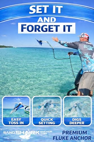 SandShark Boat Anchor - Premium Fluke Retractable Aluminum Anchor for 16-30 ft Watercraft - Easy Storage & Secure Hold