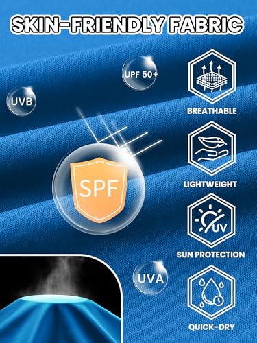 ZITY 7-Pack Long Sleeve Shirts for Men UPF 50+ Fast Dry Large Royal Blue Light Gray