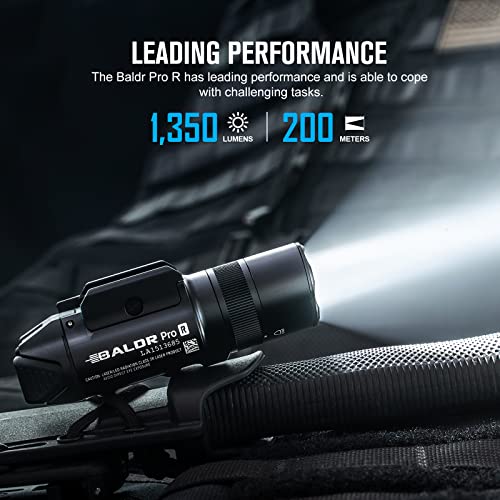 OLIGHT Baldr Pro R Tactical Flashlight with Green Beam - Black, 1350 Lumens Rail Mount