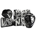 Youth Mini Hockey Goalie Set with Mask & Pads - Black/White/Gray, Ages 4-7