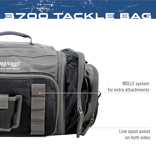 FROGG TOGGS Heavy Duty Fishing Tackle Duffel Bag with 4 Bait Trays - Black / 3700