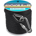 DEDU 5/8 Inch 100 FT Marine Anchor Rope with Stainless Steel Thimble & Snap Hook, Black