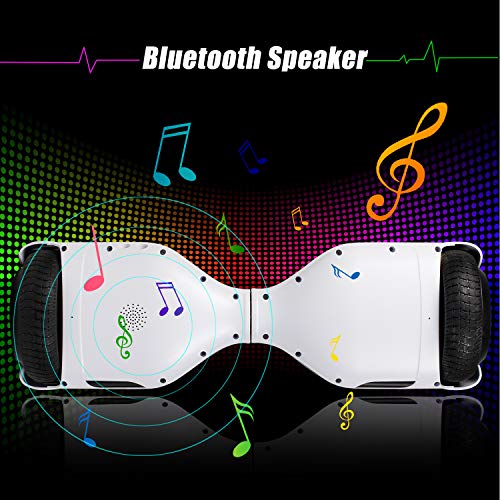 Self-Balancing Scooter with Bluetooth Speaker & LED Hub Lights - White A01