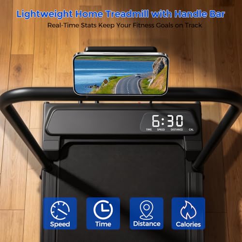 Portable Walking Pad Treadmill with Handle Bar & Incline for Home Fitness