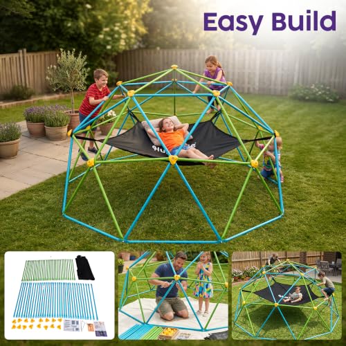 10ft Climbing Dome with Hammock for Kids - Outdoor Jungle Gym & Monkey Bars