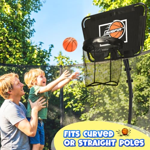 Black Metal Trampoline Basketball Hoop with Soft Balls & Pump - Durable & Safe