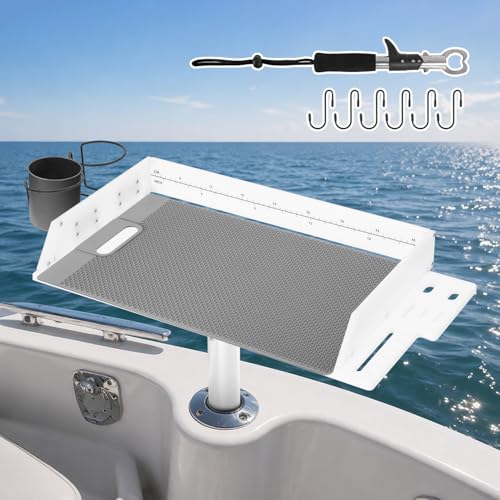 Boat Fish Cleaning Cutting Board with Rod Holder, Cup Holders & Tool Slots