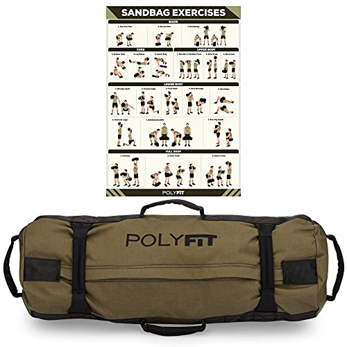 Polyfit Workout Sandbag with 8 Handles - Green Large (50-125lbs) Fitness Equipment