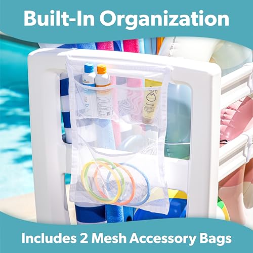 Coast Modern Pool Organizer with Wheels – Large Waterproof Storage Rack for Pool Toys & Accessories