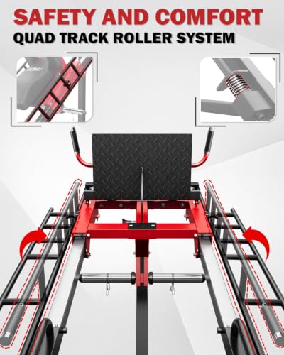 Red 3-in-1 Leg Press Hack Squat Machine with Back Support Cushion