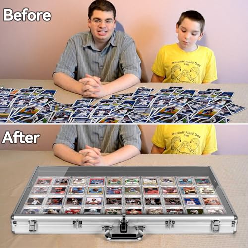 Large Acrylic & Aluminum Display Case for Trading Cards, Collectibles & Jewelry
