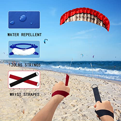 Dual Line Stunt Kite for Adults 2.5m Flying Sport Kite with Red Pattern