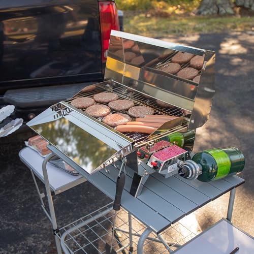 Camco Olympian Deluxe Folding Portable Grill Table for Campsites – Camping Grill Table