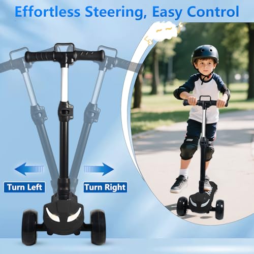 BLISSRIDE Electric Kids Scooter 3 Adjustable Heights Black Age 3-12 5MPH Safe Speed