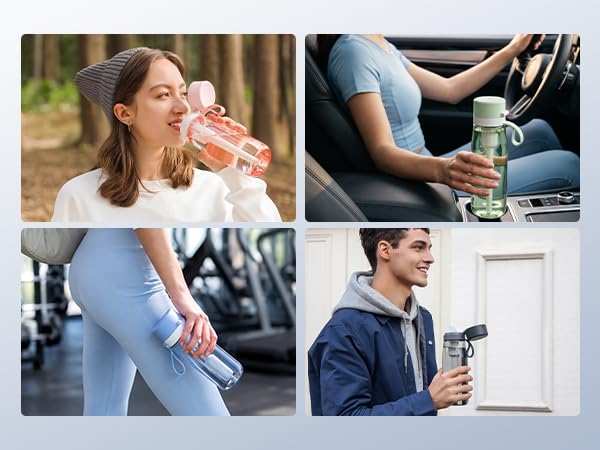 Filtered Water Bottle 22oz BPA-Free Tritan with Activated Carbon Filter