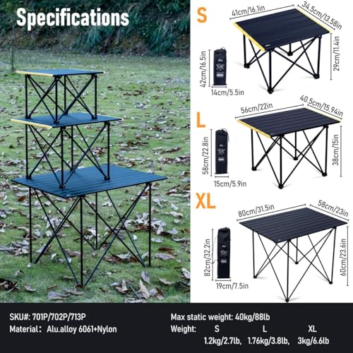 iClimb XL Reinforced Ultralight Camping Folding Table - Black