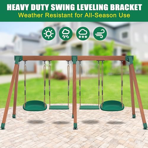 Heavy Duty A-Frame Swing Set Middle & Leveling Brackets Kit for Wooden Playsets