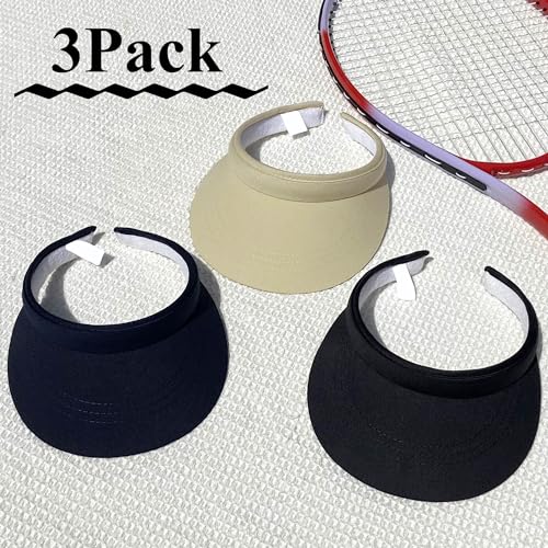 Adjustable Sports Sun Visor Hat for Women Men Outdoor Golf Beach Cap - Black Navy Khaki 6 3/4-7 1/4