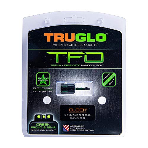 TRUGLO TFO Tritium Fiber-Optic Glock Handgun Sight Set Green Front & Rear Low Profile
