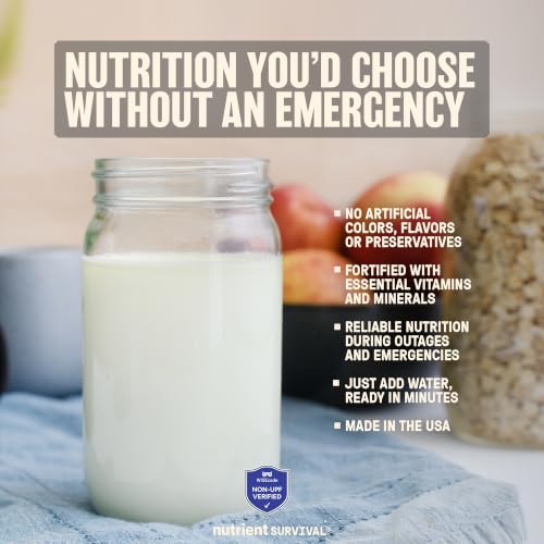 Nutrient Survival Vitamin Powdered Milk 4 Pack | Freeze-Dried, Shelf Stable Emergency Food with 21 Nutrients, Soy & Gluten Free