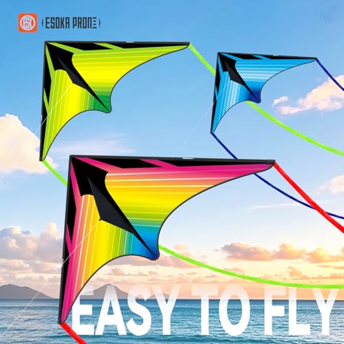 Colorful Blue Green Kites Set for Kids & Adults, Easy to Fly Outdoor Toy - Green, Blue, & Colorful Variation