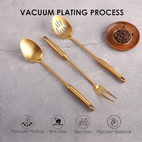 Standcn 15-Inch Gold Stainless Steel Kitchen Utensil Set of 9 – 9-Piece Cooking Tools