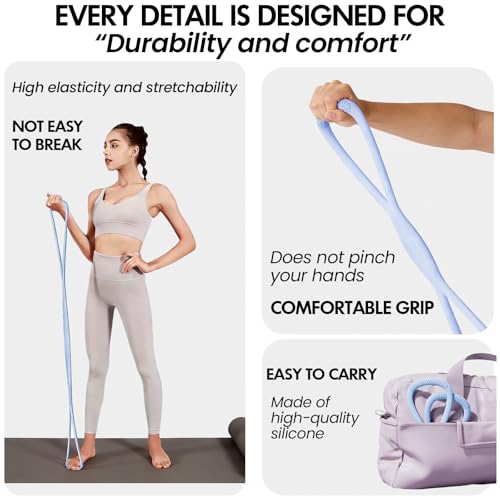 Figure 8 Resistance Bands Set with Handles, 15lb Purple & 25lb Blue for Home Gym Yoga & Therapy