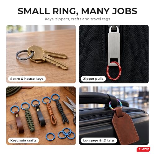 Blue 0.8 in Heavy Duty Small Key Rings Bulk 12 pcs – Split Keychain Rings for Crafts, Pet Collar & Keys