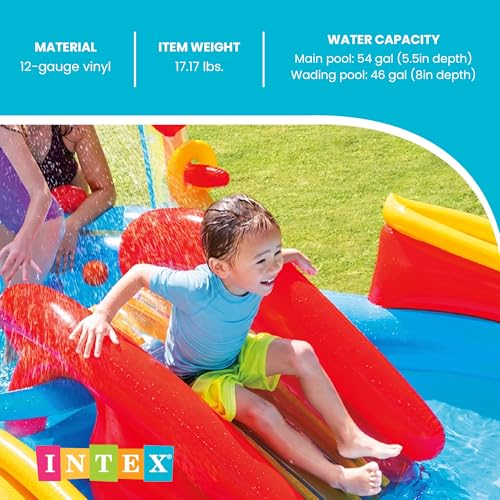 Inflatable Rainbow Water Slide and Kiddie Pool Set - 117x76x53 Inches, Multicolor