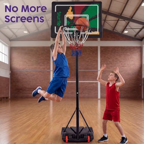 Kids Portable Adjustable Basketball Hoop - 7 FT, Red/Green, Indoor Outdoor Play