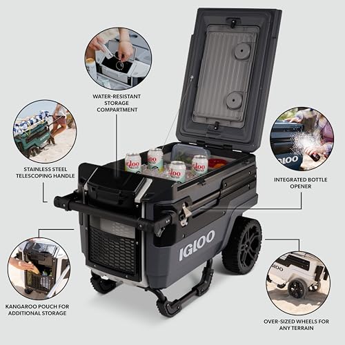 Igloo Trailmate Journey 70Qt Wheeled Cooler - Carbonite Insulated Ice Chest