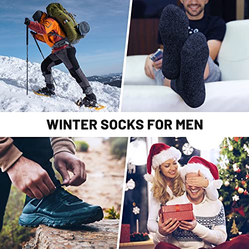 Simya Merino Wool Hiking Socks 5 Pairs - Multi Color, Thick Crew Socks for Men & Women