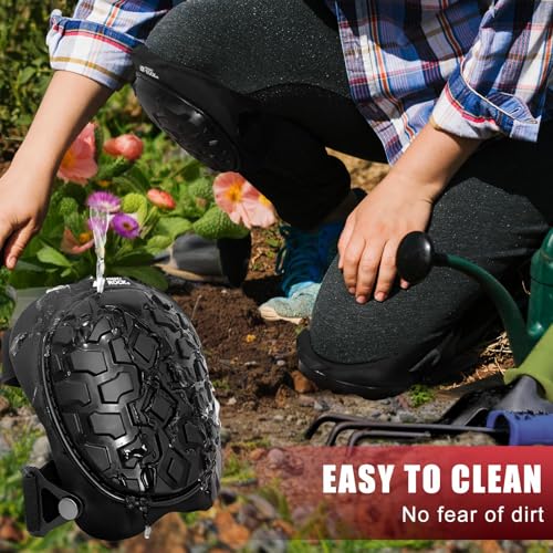 Black Heavy Duty Construction Knee Pads with Gel Cushion & Adjustable Strap