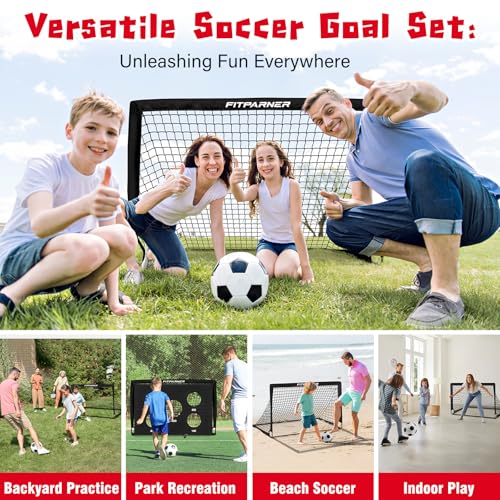 Black 6x4FT Portable Soccer Goal Set for Kids & Youth - Foldable Sports Equipment