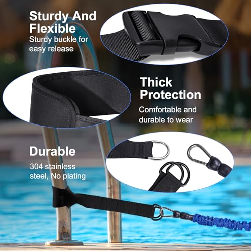 Blue Adjustable Swimming Resistance Belt 8-25FT for Pool Training