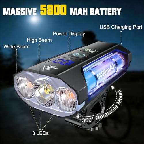 Bike Light Set 8000 Lumens Headlight & Taillight for Night Cycling