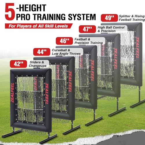 Baseball Pitching Net with 9-Hole Target & 5 Adjustable Heights - Durable Training Aid