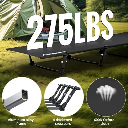 Lightweight Camping Cot with 275 Lb Support, Portable Bed for Hiking & Outdoors