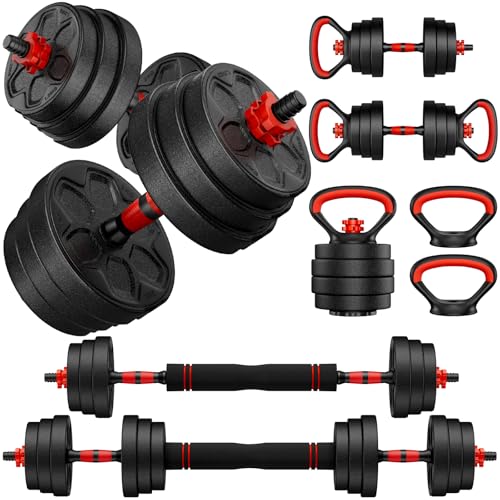 Adjustable 20Lb Dumbbell Set with Connector - 5-in-1 Home Gym Equipment for Men Women