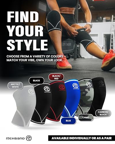 Rehband Classic 7mm V Knee Sleeve for Weightlifting, Powerlifting, Crossfit - Medium / Carbon Black