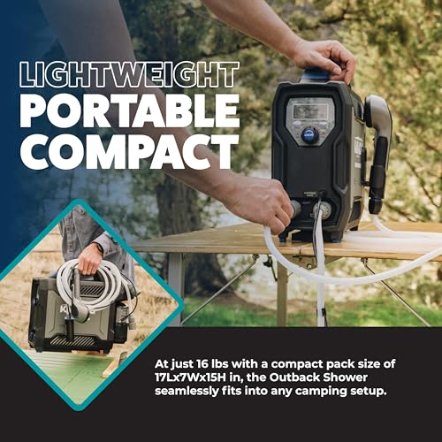 Portable Camping Shower with Hot Water, Rechargeable Battery & Adjustable Head