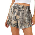 Large Camo Sweat Shorts for Women with Drawstring Waist and Pockets - Maple Leaf Print Lounge Athletic Wear