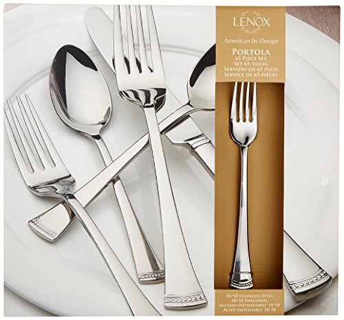 Lenox Portola 65-Piece Flatware Set for 12 - Elegant Stainless Steel Silverware