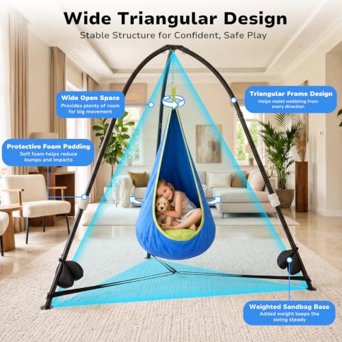 Trekassy 2-in-1 Sensory Swing Set with Stand for Indoor Relaxation & Active Play