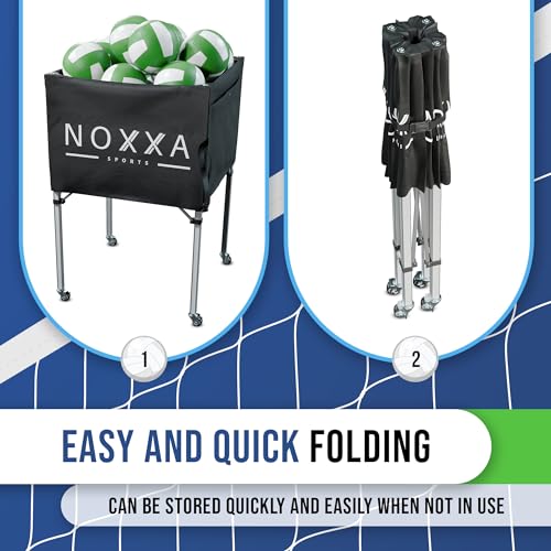 Portable Volleyball Ball Cart with Wheels and Storage Bag