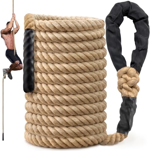 Heavy Duty Jute Climbing Rope - 35FT Gym Workout Rope for Strength Training