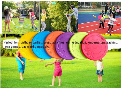 Kids Outdoor Flying Discs 12 Pack - Safe Soft Silicone Toys for School & Party