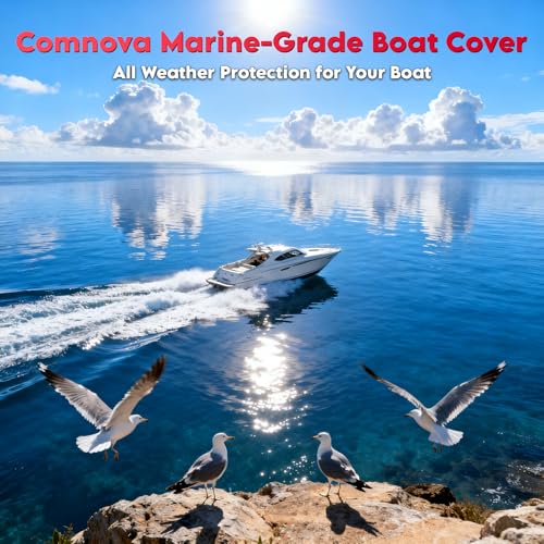20-22 ft Marine-Grade Trailerable Boat Cover with Adjustable Fit for V-Hull, Tri-Hull, Fish & Ski Boats - Up to 102" Beam