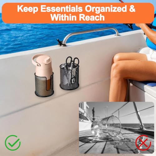 Linkstyle 2-Pack Boat Mesh Storage Bags with Reflective PVC, Waterproof Marine Organizer - Black