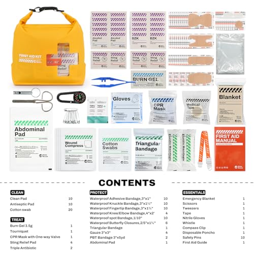 RHINO RESCUE Waterproof Boat First Aid Kit with Dry Bag - Yellow